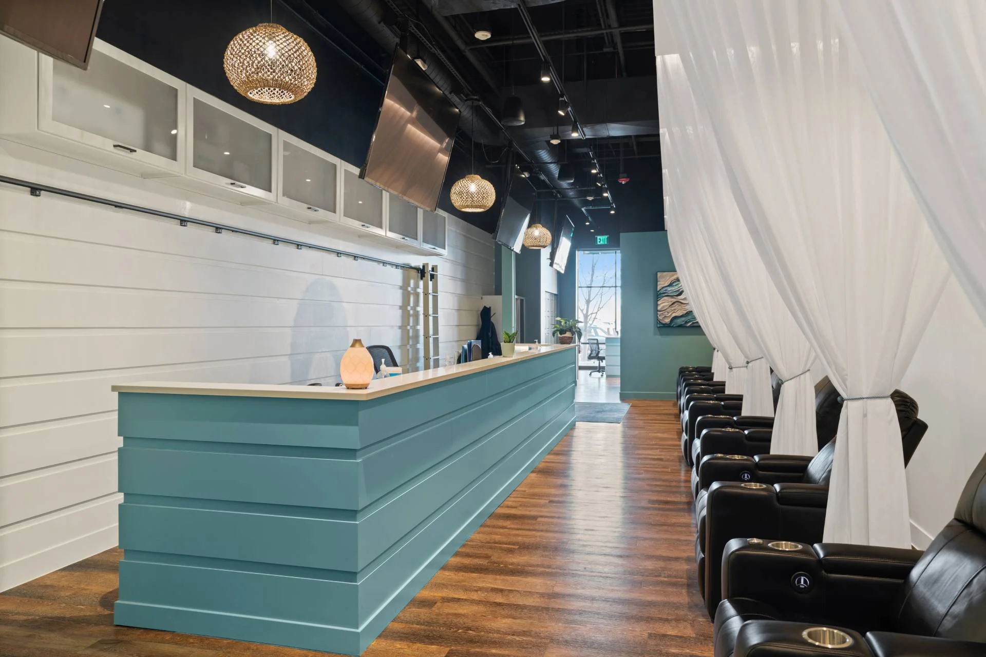 Relaxing IV therapy lounge with NAD injection therapy and wellness treatments in Westminster